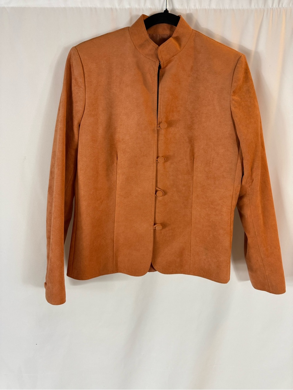Vintage Lightweight Mandarin Collar Jacket, blazer in Rust Orange Size:M
